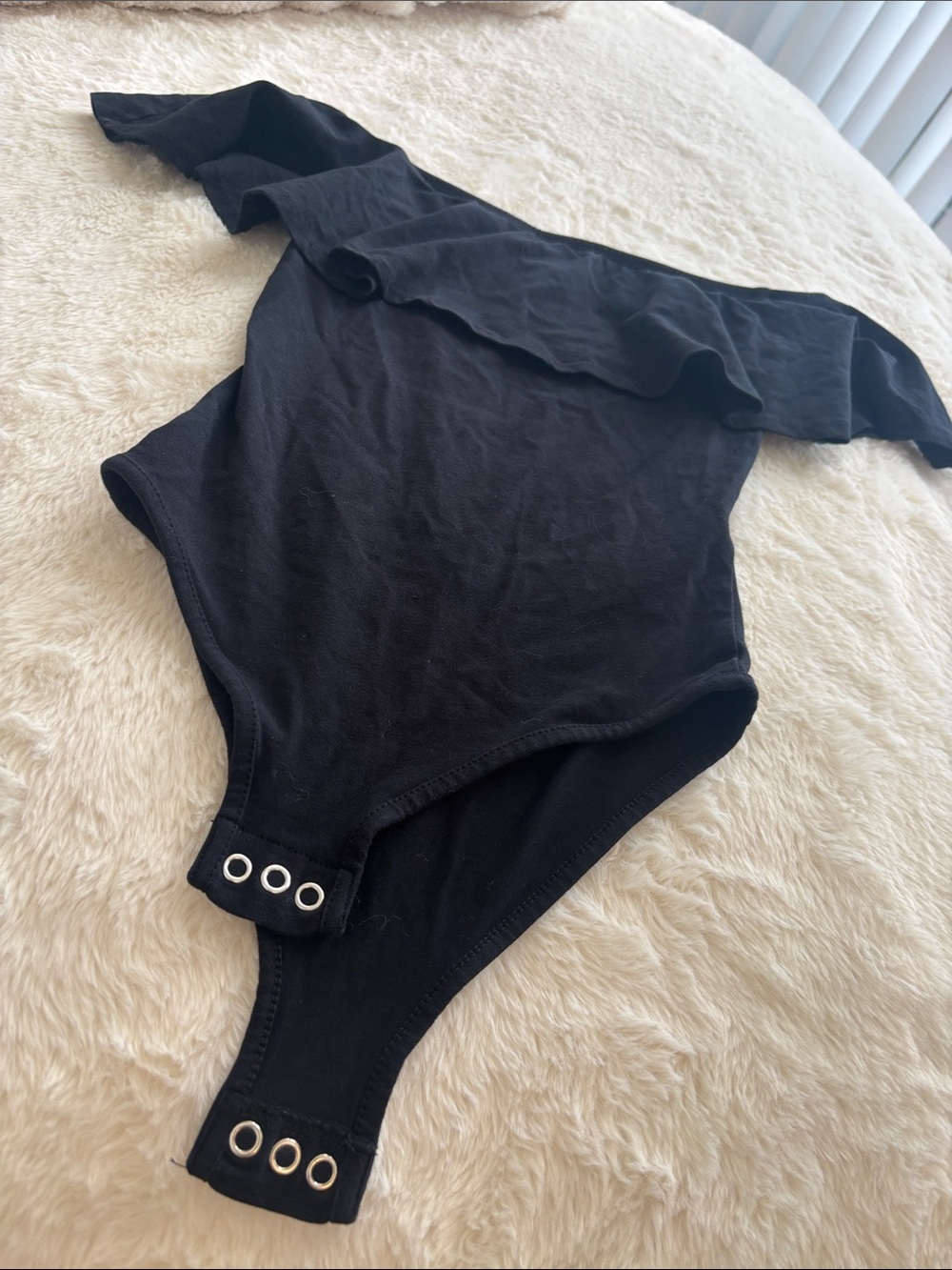 Topshop PETITE Black One-Shoulder Ruffle Bodysuit for Kids